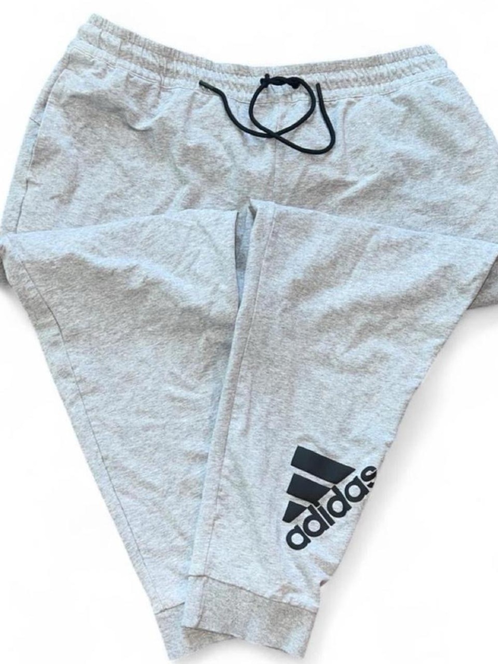 adidas Light Gray Logo Joggers with Black Drawstring